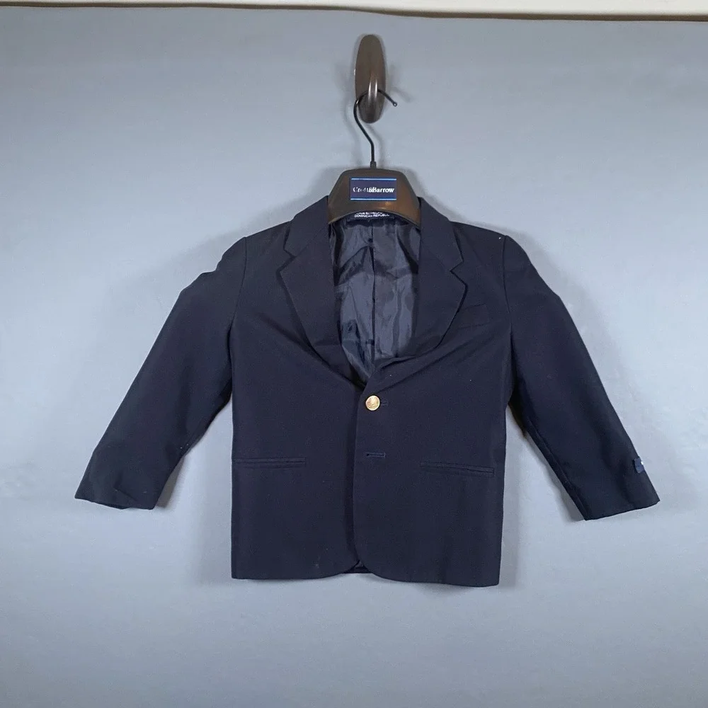 Nautica Boys Size 5 Regular Navy Blue‎ 2-Button Blazer Sport Coat Gold Buttons